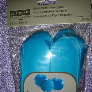 Celebrate It - in Teal - 6 count Paper Pom-Poms